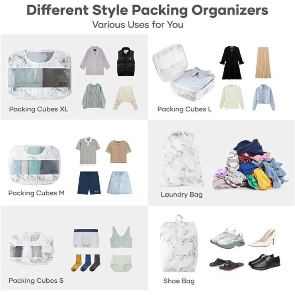 6 Set PackingCubes for Suitcases,Travel Organizer Bags for Luggage, Organizer